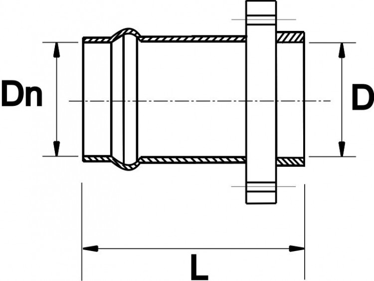 Патрубок раструбный НПВХ с металлическим фланцем PN10